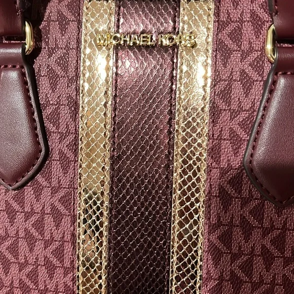 Michael Kors Burgundy and Gold Satchel - Picture 3 of 13